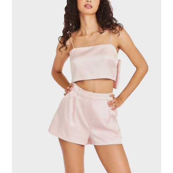 Loveshackfancy Womens Size 00 Pink  Perdita Silk Shorts NEW - Picture 2 of 3